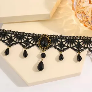Gorgeous Retro Style Tassel Crystal Lace Halloween Necklace Faux Fashion Jewelry thumbnail 4