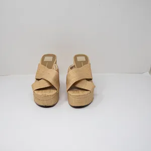Dolce Vita Eliana Woven Platform Open Toe Slip On Sandals Shoes Beige Raffia 8 thumbnail 2