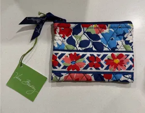 Vera Bradley Blue and Red Floral Coin Purse thumbnail 1