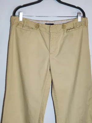 Old Navy Vintage Low Waist Pale Yellow Wide Leg Chino Pants Size 12 Flaw thumbnail 2