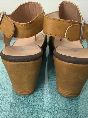 JoliMall Women's Tan Slingback Toe-Loop Sandals thumbnail 3