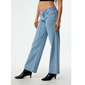 Pacsun Pacsun Low Rise Wide Leg Jeans Light Wash Silver Chain Belt Size 24 Baggy thumbnail 2