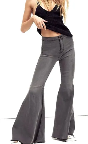 Free People Just Float On Flare Jeans 26 Washed Black Bell Bottom High Waisted thumbnail 1