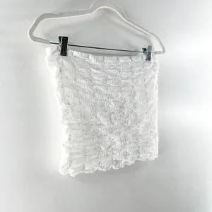 Anthropologie Strapless Ruched Crop Tube Tank Top White Medium thumbnail 5