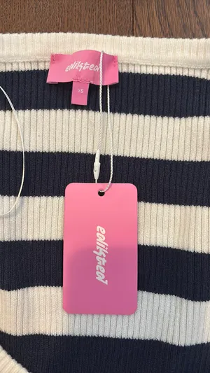 Edikted Top Long Sleeve White and Blue Stripped thumbnail 2