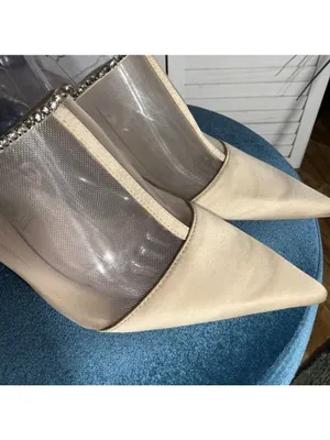 Zara sparkly mules shoes rhinestones mesh nude color pointed toe sz 8 39 thumbnail 7