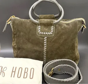 HOBO Shiela Herb Olive Green Suede Leather Medium Satchel Crossbody Bag thumbnail 1
