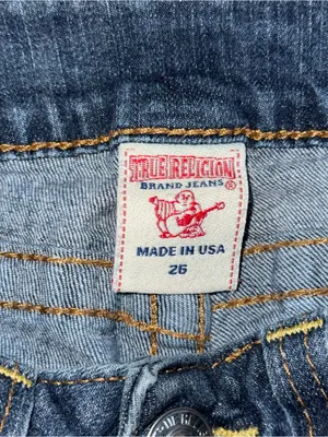 RARE Vintage True Religion Low Rise Twisted Flare Jeans 26 x 33 Flap Pockets y2k thumbnail 9