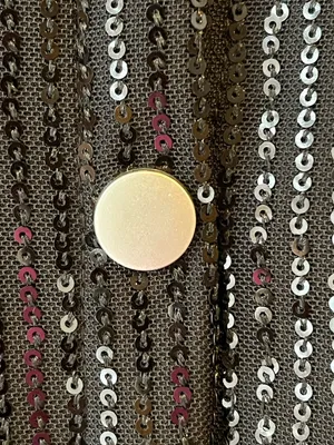 Woman's Large Black Sequin Button Down Shirt Jacket Long Sleeve Sparkle Party thumbnail 4