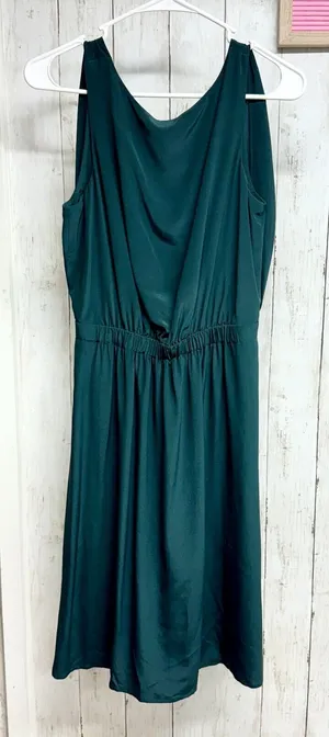 Club Monaco 100% Silk Sleeveless Forest Green Snatched‎ Mini Dress Size 0 thumbnail 1