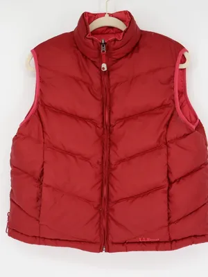 L.L.Bean Women’s Reversible Red Large Goose Down Puffer Vest Full Zip Outdoor thumbnail 8
