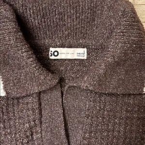 SO Brown V-Neck Sweater with White Collar thumbnail 3