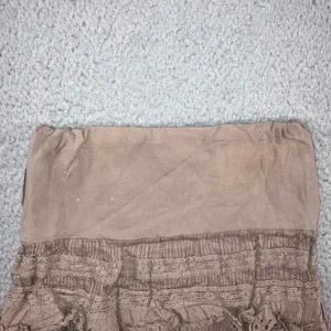 Tiered Ruffle Mini Skirt Women XS Taupe Brown Eyelet Lace Boho Coastal Fairy y2k thumbnail 7