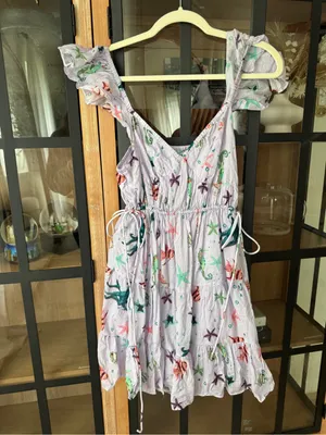 Hill House Lucia mini dress sea creatures lilac lavender coastal print ruffles thumbnail 10