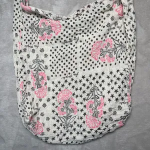 Free People Bag Gauze Hobo Tote Lightweight Bohemian‎ Patchwork Floral Cream thumbnail 2