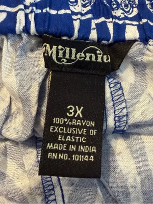 Millenium Wide Leg Pull On Pants Blue White Size 3x Rayon Resortwear Vacation thumbnail 7