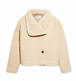 Free People Cream Teddy Button-Front Jacket thumbnail 1