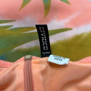 H&M Neon Orange Fruit Tropical Spaghetti V-Neck Sleeveless Mini Sundress Size 6 thumbnail 7