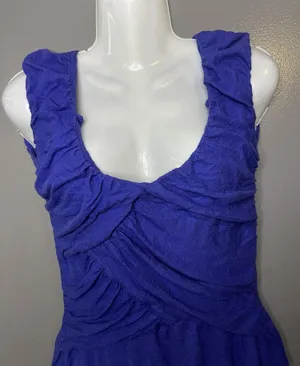 Deletta Anthropologie Tank Top Womens Small Blue Ruched Scoop Neck Jersey thumbnail 1