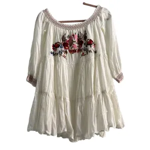 Free People Sunbeams White Graduation Dress Floral Embroidered Mini Dress Sz S thumbnail 3