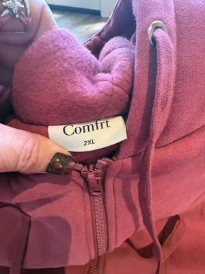 Comfrt Zip Up Hoodie Size 2XL Berry Oversized 5lb weighted Jacket thumbnail 3