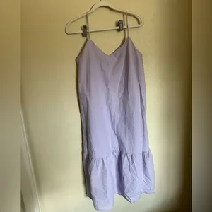 ZARA Cotton Midi‎ Dress Sz Medium Pastel Purple Lavender Strappy Tiered Flowy thumbnail 2