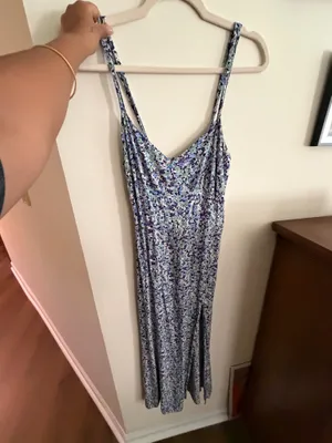 Blue purple floral Zara dress with slit thumbnail 3