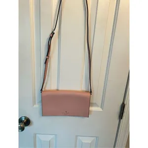 Kate Spade Pink Clutch Crossbody New Canvas Gold Plated thumbnail 2