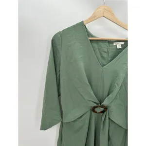Cato Womens Sage Green Dress Size M Belted Boho 3/4 Sleeve Church Weekend‎ thumbnail 3