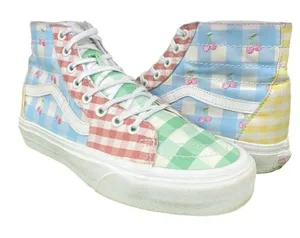 Vans Sk8 High Multicolor Gingham Cherry Tapered Checkerboard Womens Size: 7 thumbnail 1