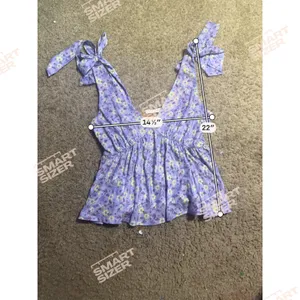 Lucid Pink Purple‎ Floral Tie Shoulder Peplum Tank Top V-Neck Womens Small thumbnail 3