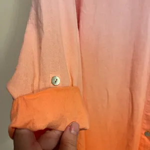 J. Jill Blouse Top Button Front Shirt Pink Orange Gradient Linen Blend Size XL thumbnail 4