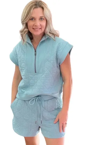 Entro Blue Quilted Casual Set thumbnail 1