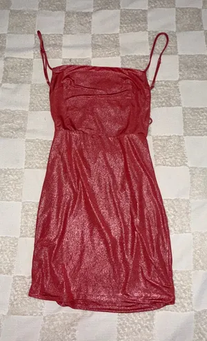 NWOT‎ Lucy in the Sky Starstruck Strappy Dress in Red Shimmer size Small thumbnail 1