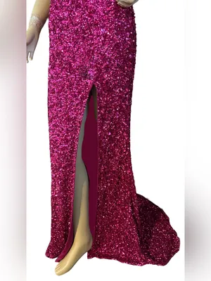 Sherri Hill Pink Sequin Maxi Dress W/Dramatic Side Slit Dress (6) thumbnail 7