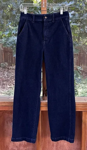 J. Crew Factory Women's Denim Trouser Pant Dark Wash Size 27 thumbnail 1
