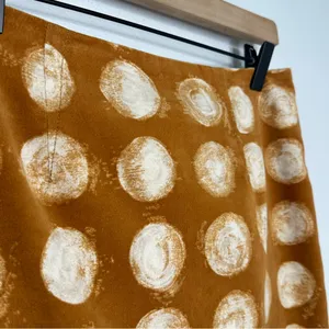 MAEVE Anthropologie Corded Dots Pencil Skirt Copper/Gold Velvet Circles Sz 4 thumbnail 2