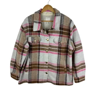 Joie Plaid Button Front Shacket Size‎ Large Wool Blend Fall Streetwear Trendy thumbnail 1