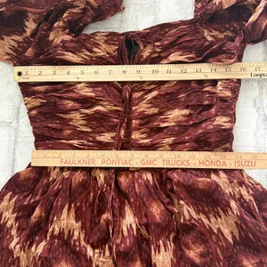 Revolve House of Harlow The Neck Ruffle Mini Dress Long Sleeve Rust Copper Sz M thumbnail 9