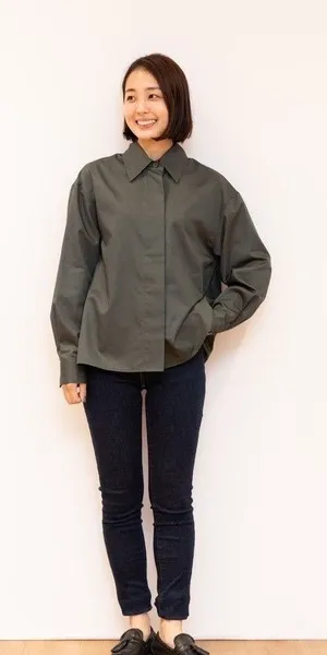 Uniqlo U Womens Olive Satin Cotton Shirt Jacket Small thumbnail 1