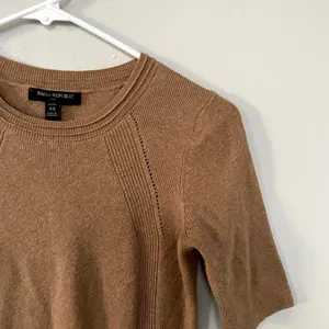Banana Republic brown tan fit and flare knit dress cotton‎ nylon women size XS thumbnail 2