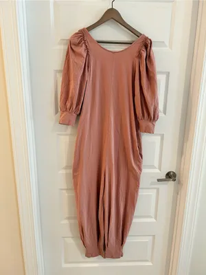 Free People FP Beach Jackie Puff Sleeve Jumpsuit Pink Size S thumbnail 3