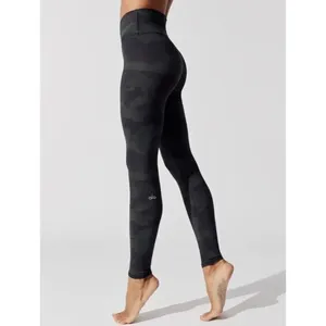 Alo Yoga High Waist Camp Vapor Leggings Black Green Camouflage Athletic Pants XS thumbnail 2