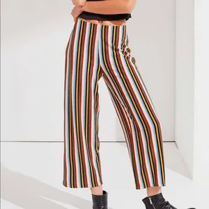 Urban Outfitters Multicolor Rainbow Striped Wide Leg Ankle Trousers Pants Size M thumbnail 5