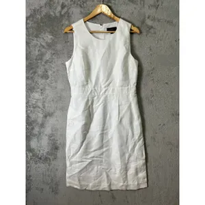 J.Crew Structured Linen Blend Sheath Dress White Minimalist Quiet Luxury Coastal thumbnail 2