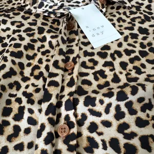 a new day Leopard Print Button-Down Satin Shirt - Tan & Black thumbnail 2