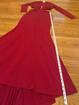 Rubber Ducky Burgundy Long sleeve Cutout Evening Dress size M thumbnail 9