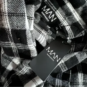 Boohoo Black/White Flannel Oversized Shirt, Size XL New w/Tag thumbnail 8