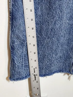 Zara High Waist Straight Leg Distressed Cut-off Jeans Size 4 thumbnail 8