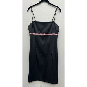Vintage Byer Too Mini Black Dress Size 11 medium 90's Y2K HOCO Bow Satin USA thumbnail 2